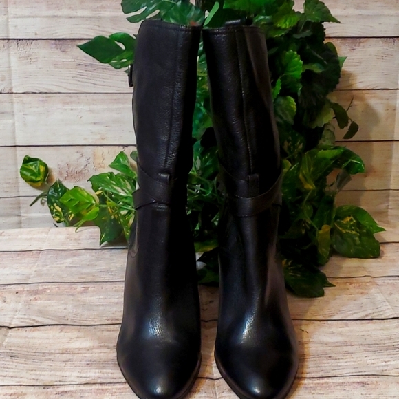 Circa Joan & David Pebbled Leather Black Boots 10 - Picture 3 of 16